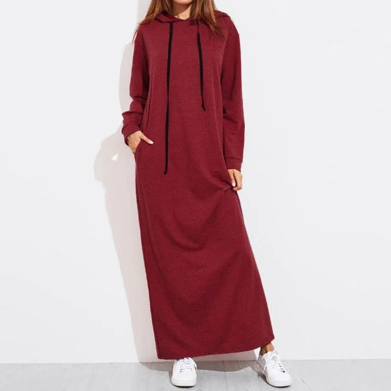 Zoey - Casual long-sleeve maxi dress with hood