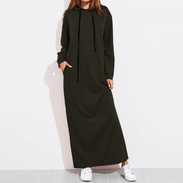 Zoey - Casual long-sleeve maxi dress with hood