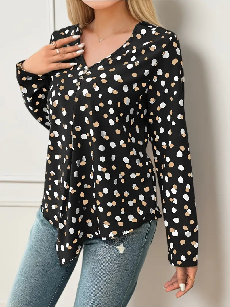 Mariah - Chic loose stylish polka dot long-sleeve blouse