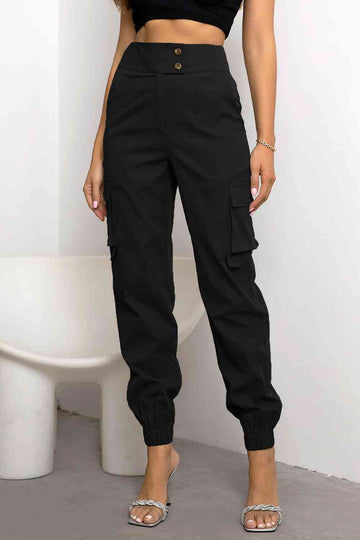 Vilma - Casual high-waist cargo jogger trousers