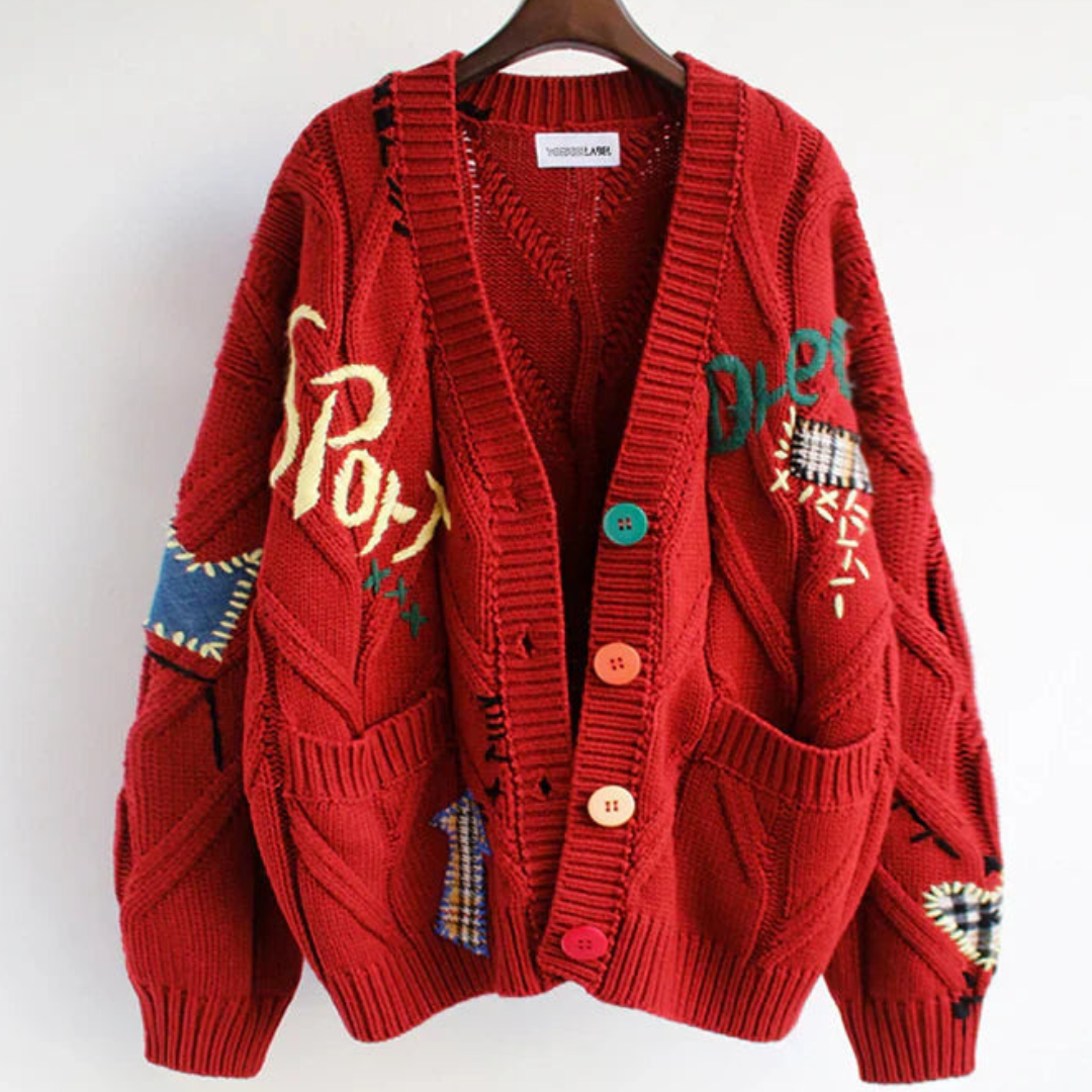 Ruby - Stylish embroidered knitted cardigan sweater