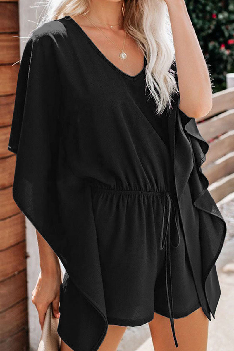 Omelina - Stylish v-neck batwing sleeve romper