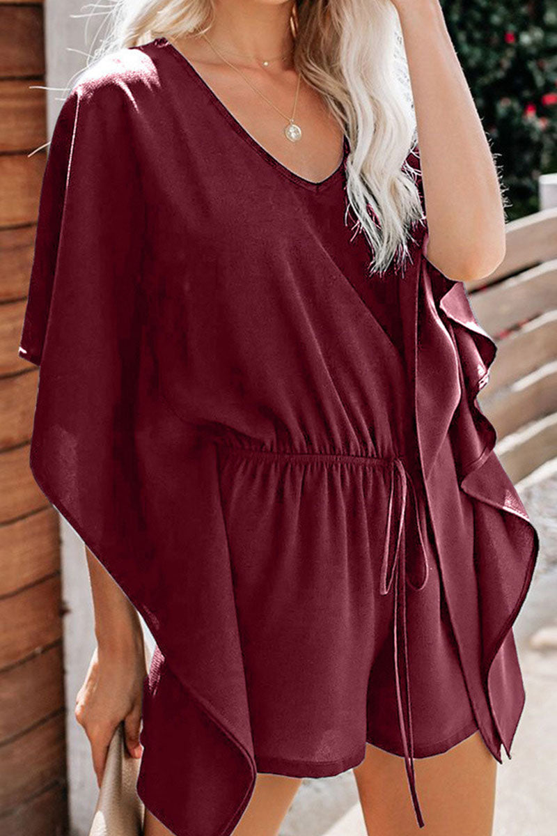 Omelina - Stylish v-neck batwing sleeve romper