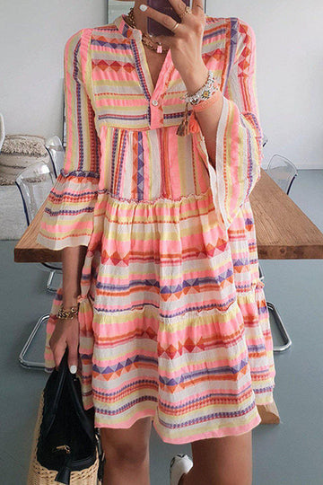 Mandy - women's V-neck striped print dress