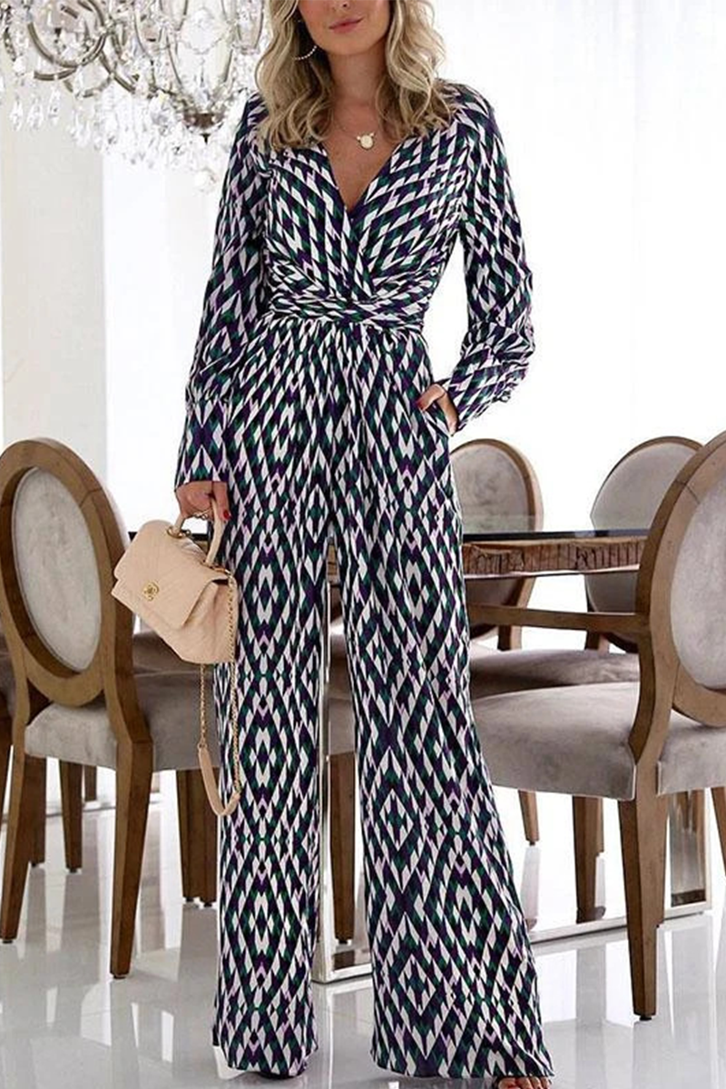 Margot - trendy printed jumpsuit with V-neck
