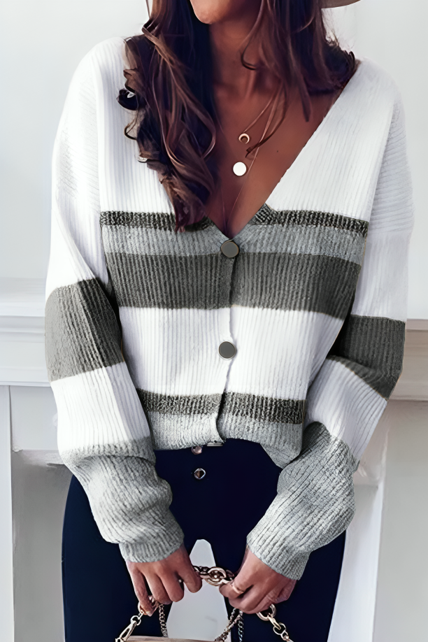 Eloisa - Versatile deep v-neck warm cardigan