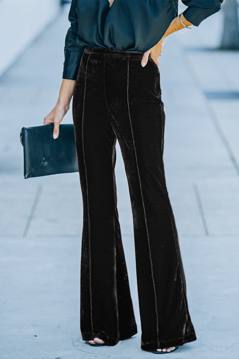 Regina - velvet bootcut trousers with high waist