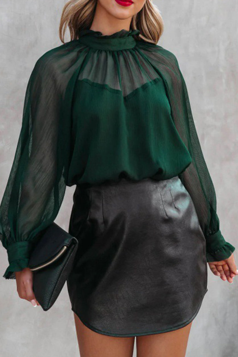 Rachel - elegant turtleneck blouse with long sleeve