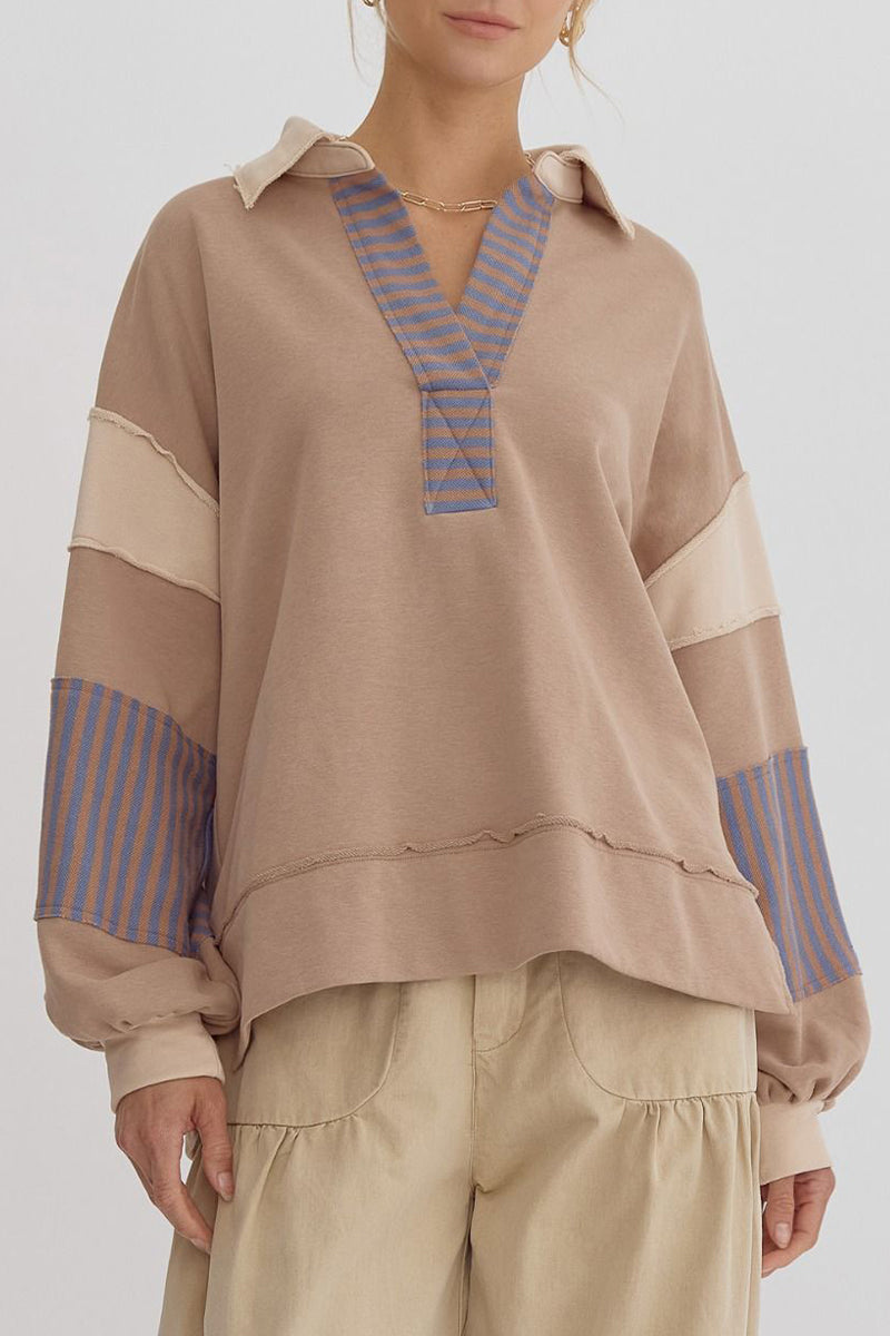 Jen - Women's casual oversized sweater with striped style