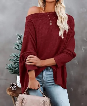 Scarlett - Women's loose off-shoulder knitted sweater