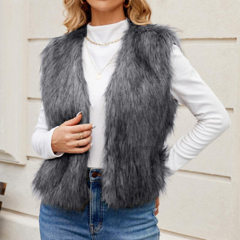 Candice - Stylish and chic layered faux fur vest