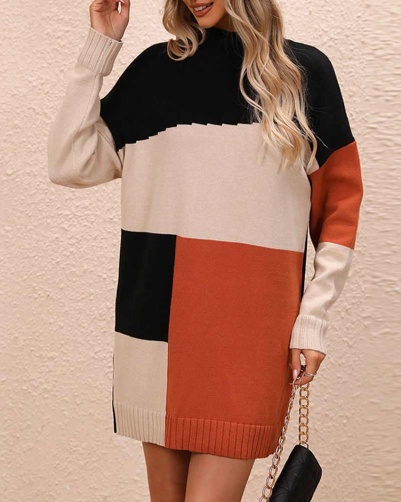 Rosie - Cosy colour block loose warm sweater