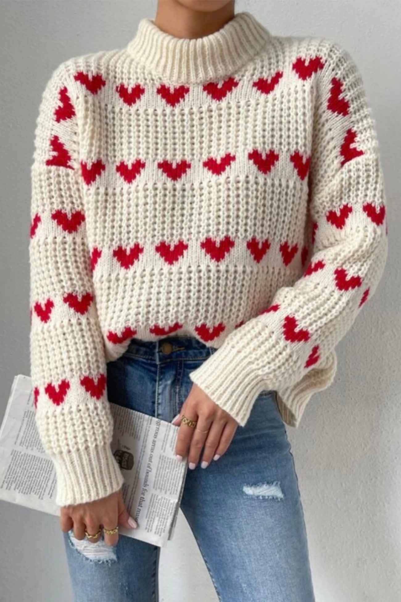 Brendette - heart jacquard knitted sweater