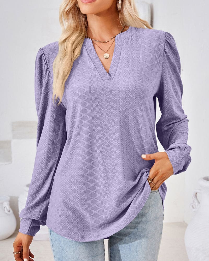 Jolie - Jacquard V-neck Top