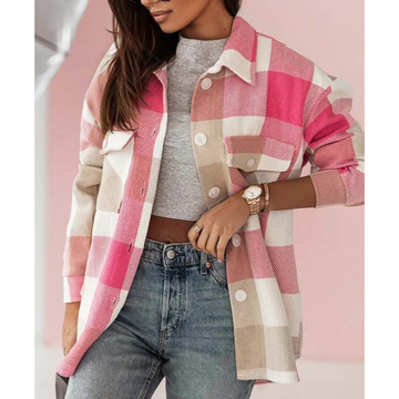 Cathy - Comfortable Jacket with Plaid print