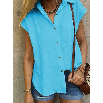 Zelle - Casual polo blouse with buttons