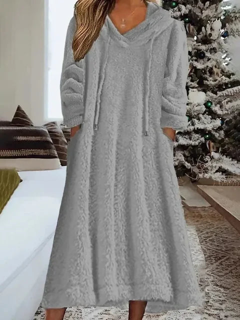 Pirrko™ Fluffy Long Sleeve Hooded Dress