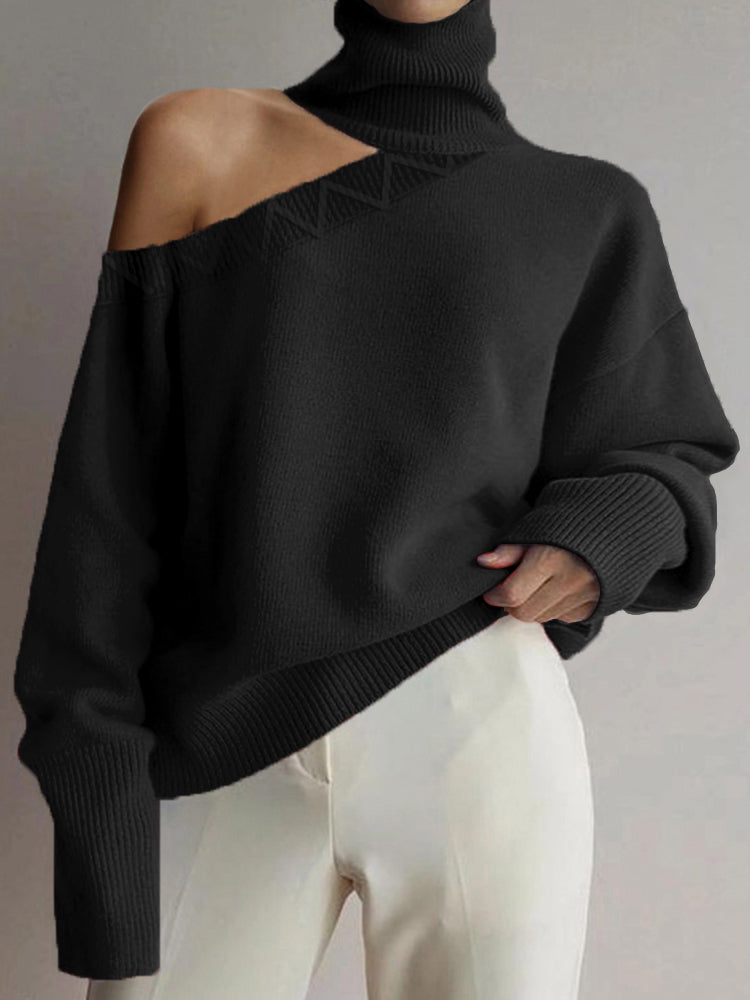 Caterina - Stylish one-shoulder turtleneck sweater