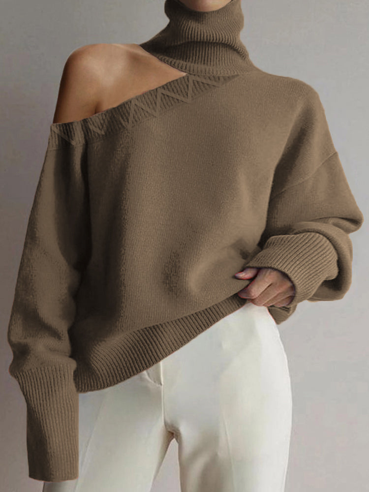 Caterina - Stylish one-shoulder turtleneck sweater