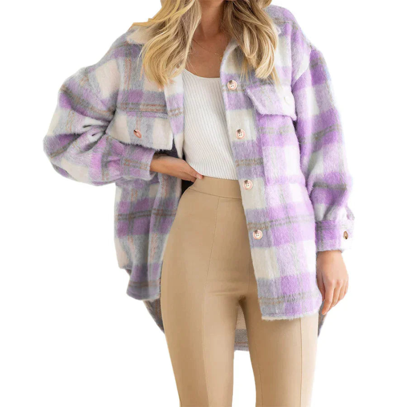 Lorraine - Chic soft comfortable checked jacket coat