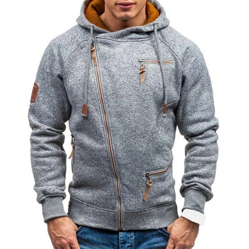 Kian - Stylish slanted zip hooded jacket