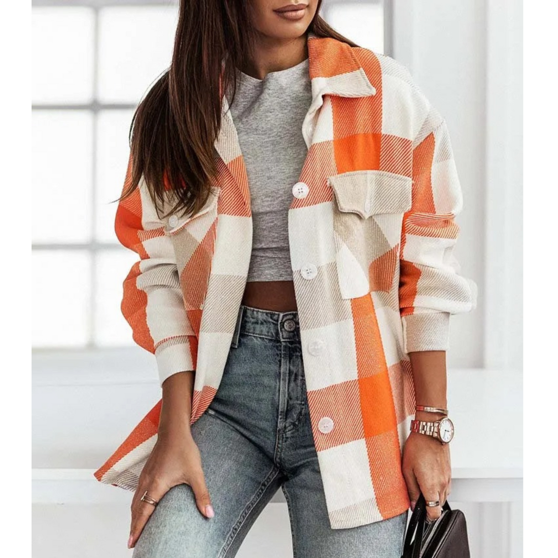 Cathy - Comfortable Jacket with Plaid print