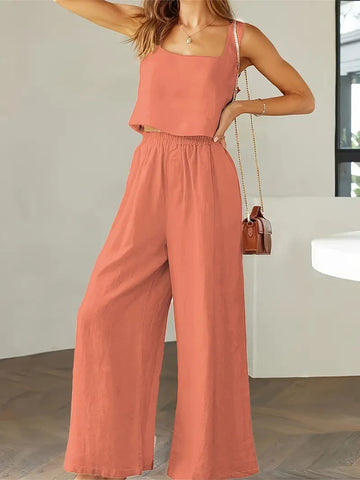 Xandrine - Casual stylish sleeveless top and wide-leg pants