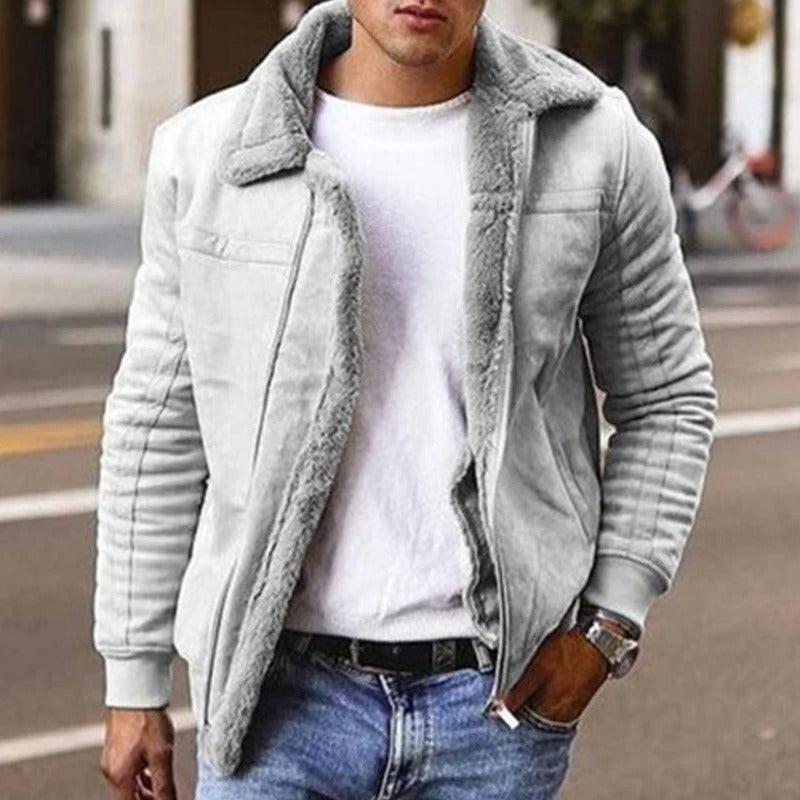 Angelo - Men's casual leather faux fur winter jacket