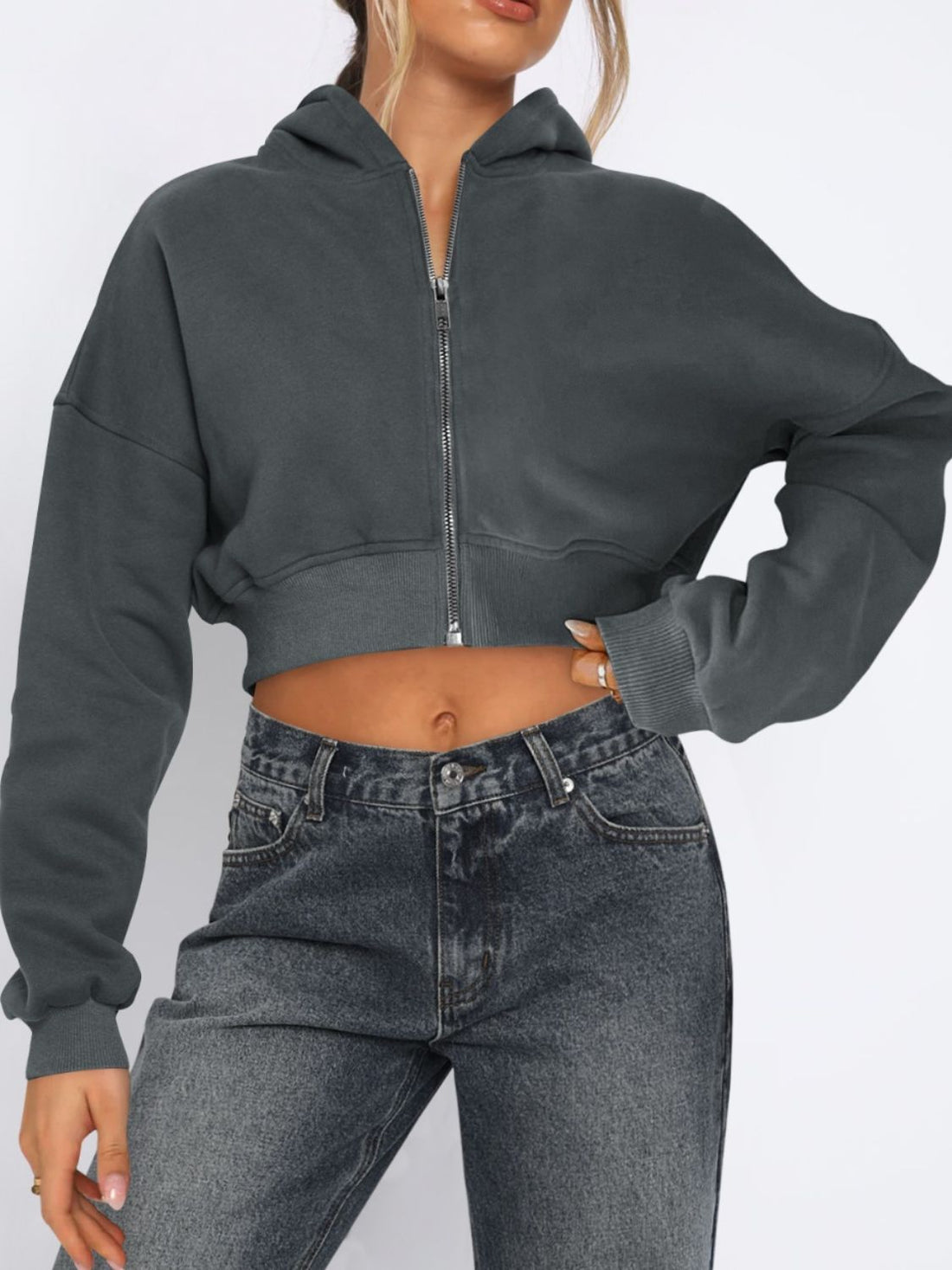 Naomi - Women's casual short zip hoodie