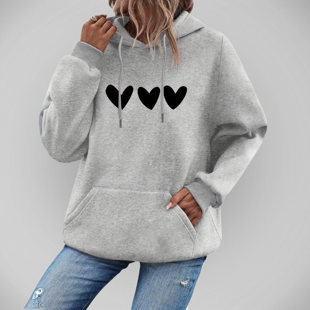 Hyacinth - Stylish casual hoodie with heart pattern