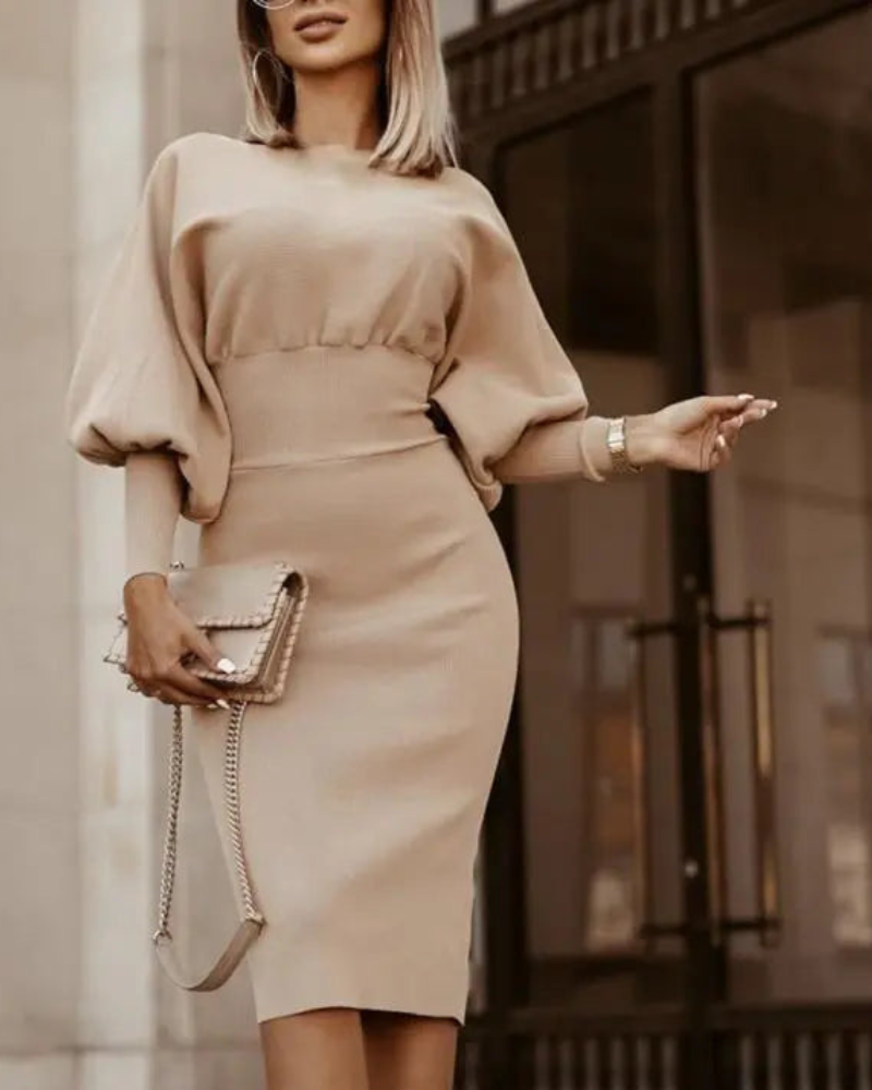 Lorilee - Elegant puff-sleeve midi dress