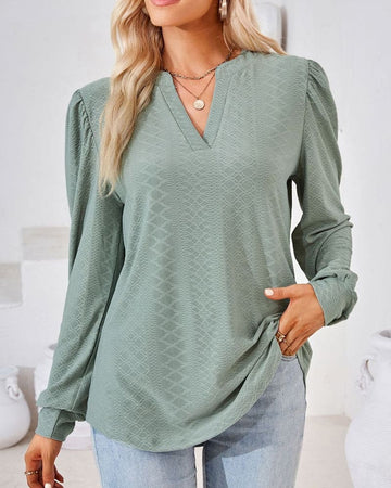 Jolie - Jacquard V-neck Top