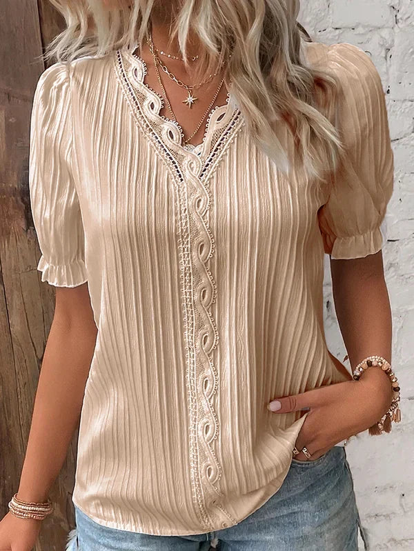 Rosemarie - Elegant stylish v-neck short-sleeve blouse