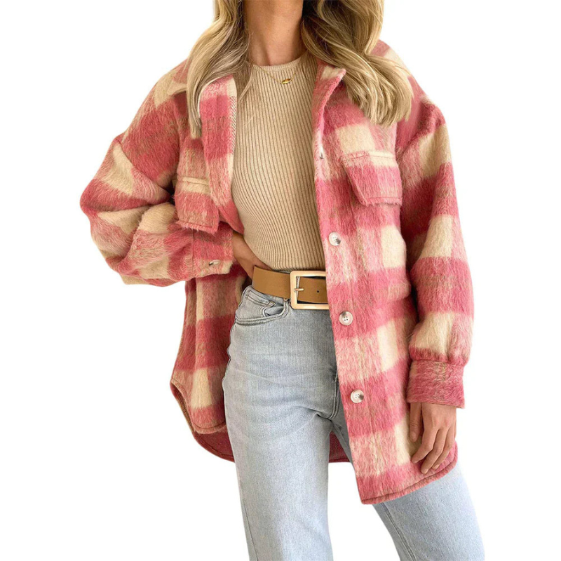 Lorraine - Chic soft comfortable checked jacket coat