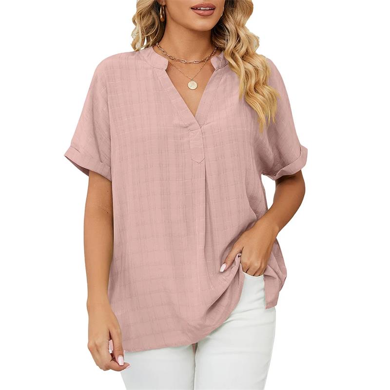 Valissa - Classic V-neck short-sleeve blouse