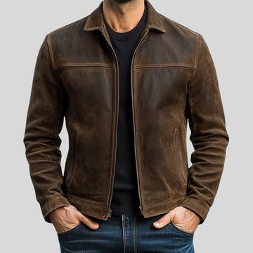 Mike - Stylish leather zip-up jacket