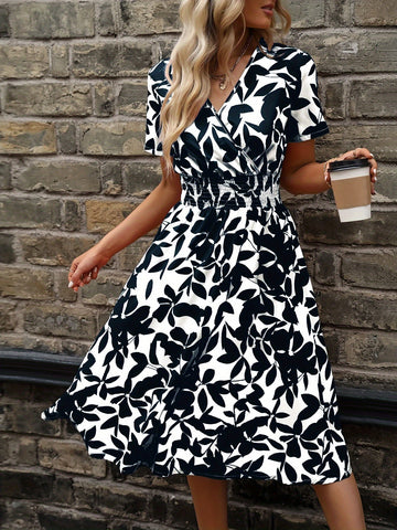 Yanessa - Elegant floral print midi dress