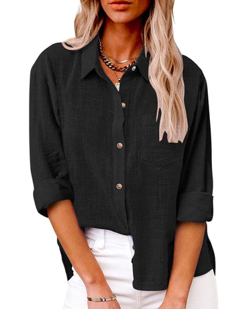 Rosmery - Chic long-sleeve blouse with buttons