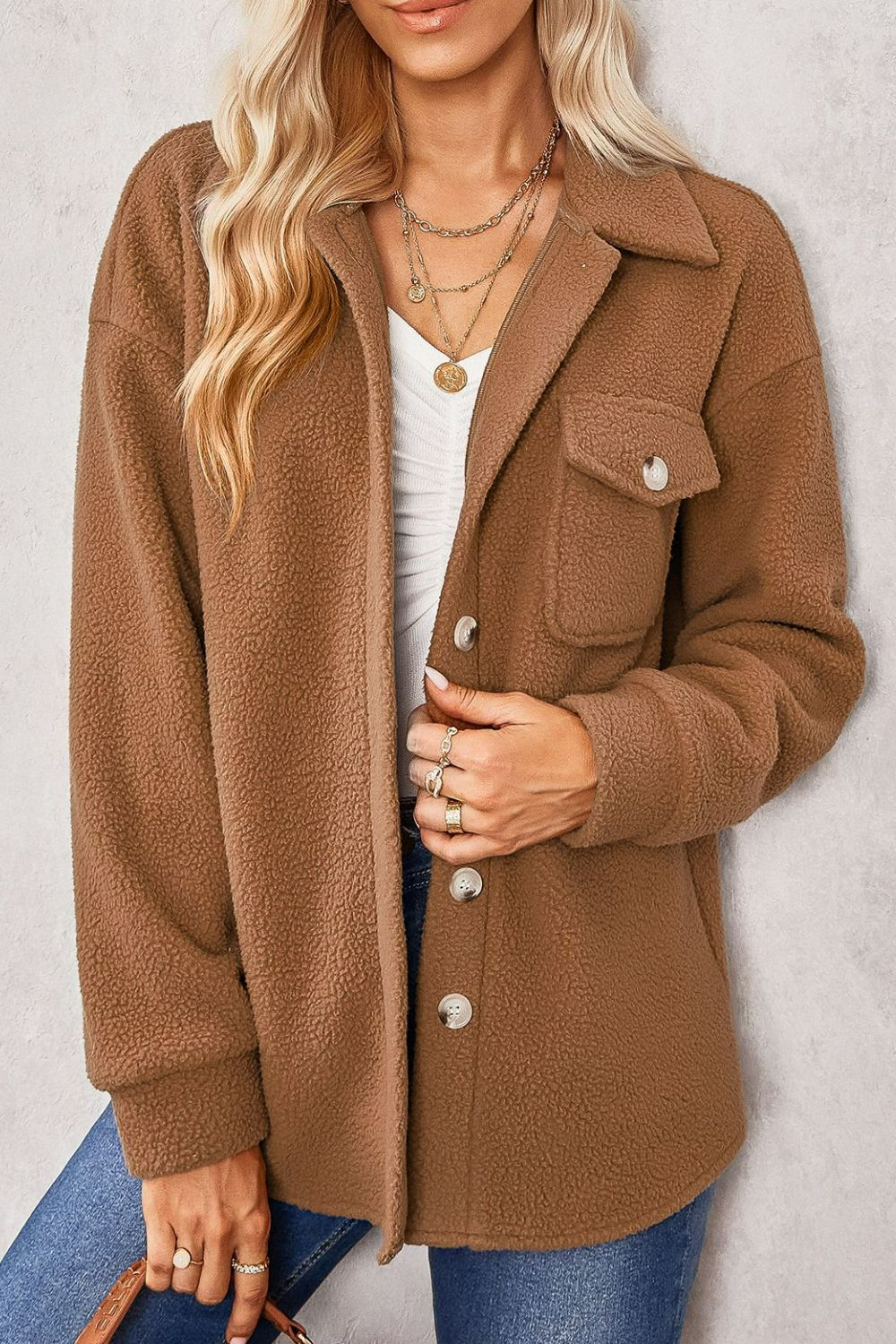 Shantal - Cosy fleece button-up jacket