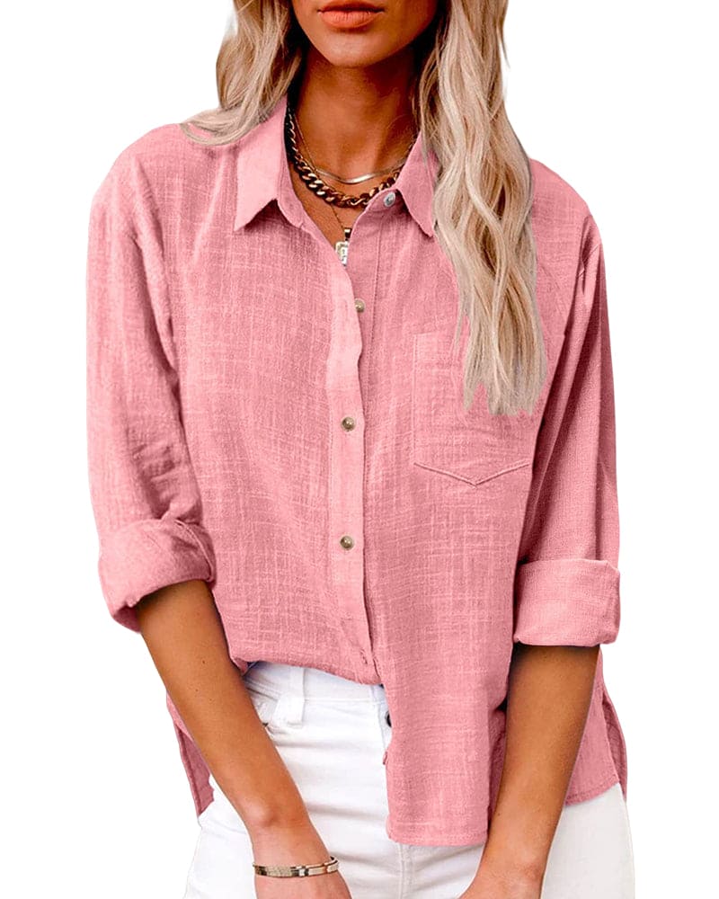 Rosmery - Chic long-sleeve blouse with buttons