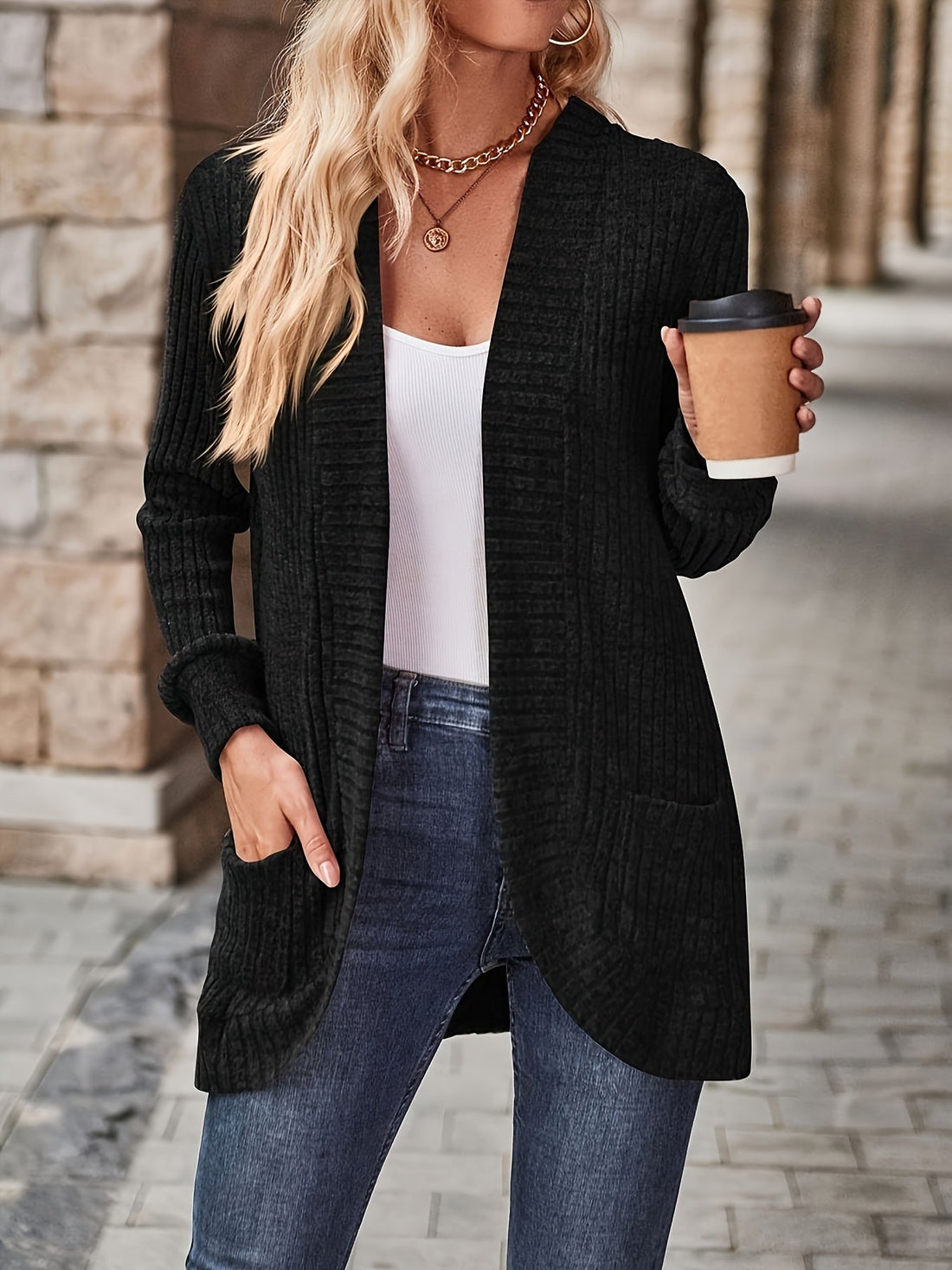 Hazelle - Chic casual knitted open front cardigan