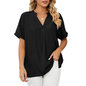 Valissa - Classic V-neck short-sleeve blouse