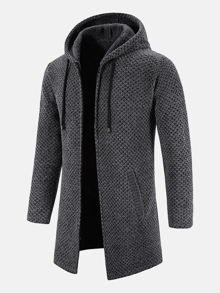 Francisco - Men's casual knitted zip fleece jacket with hood