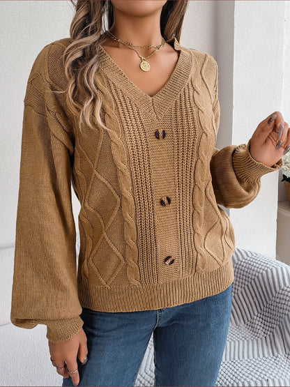 Maris - Cosy stylish knitted sweater with button design