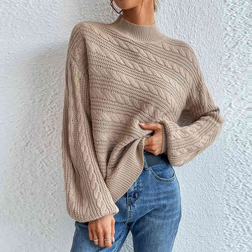 Chandra - Women's loose-fitting elegant knitted turtleneck sweater