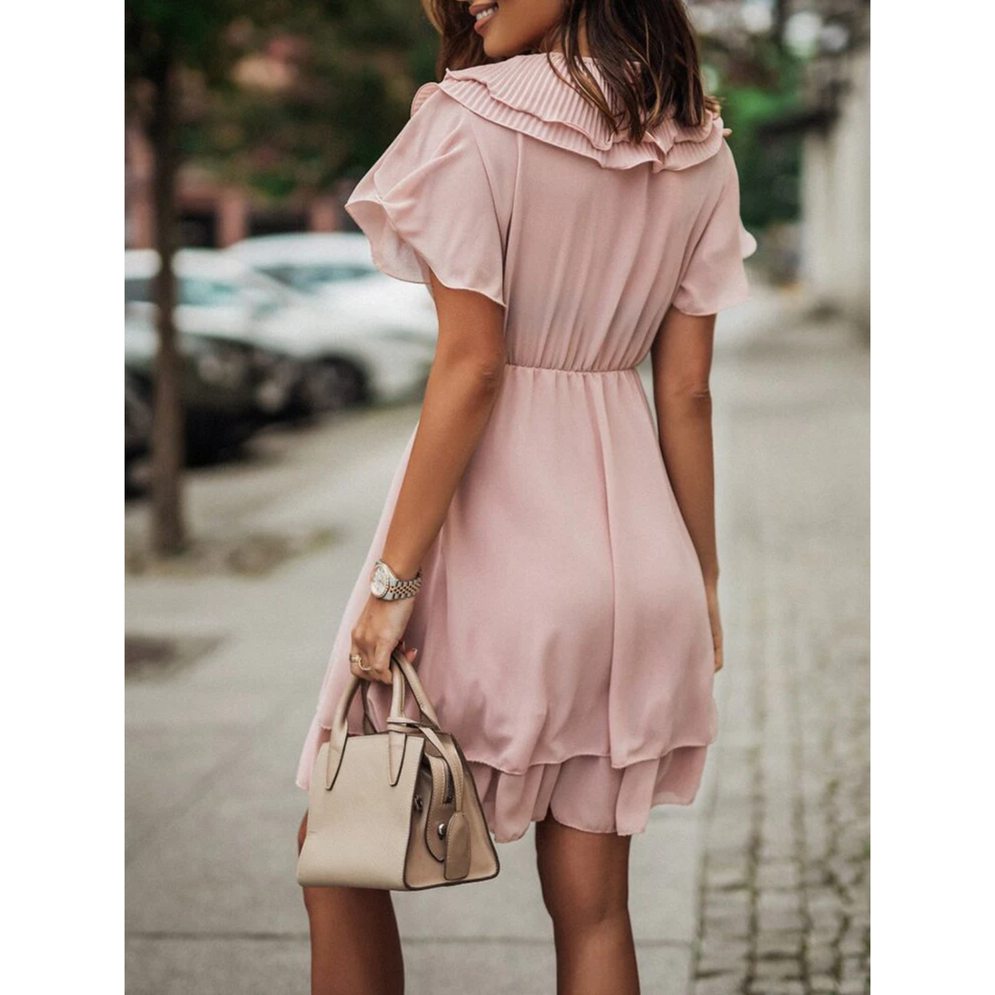 Trisha - V-neck Dress With Ruffles