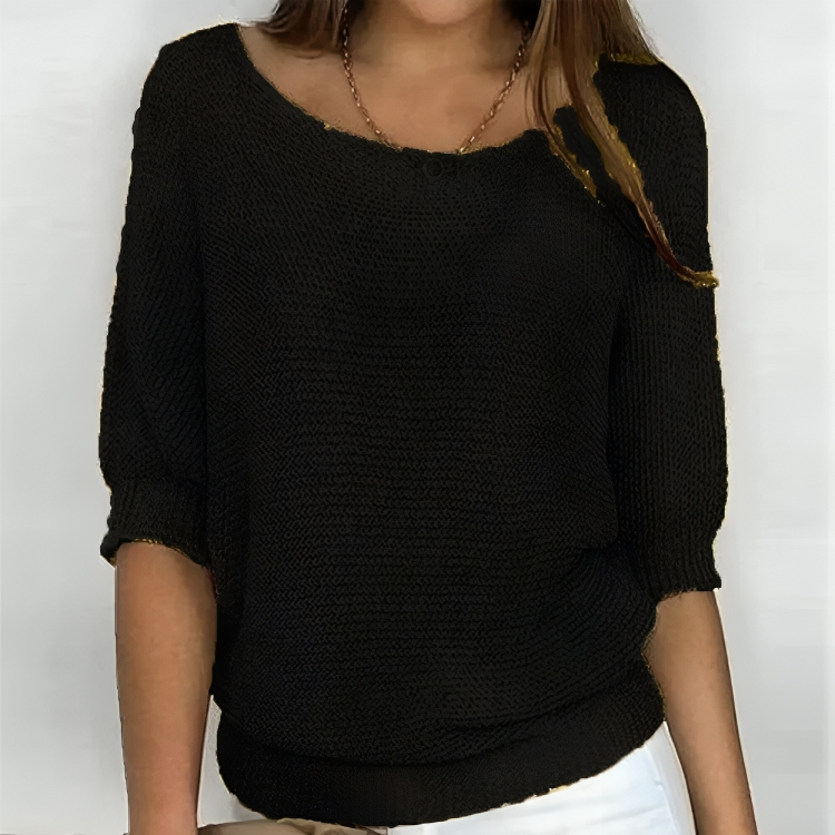 Suzanna - Loose round-neck knitted half-sleeve sweater