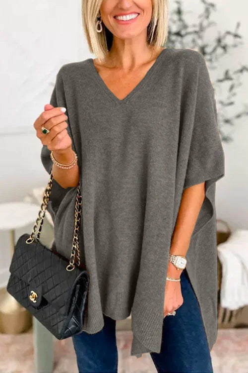 Divina - Loose V-neck batwing sweater