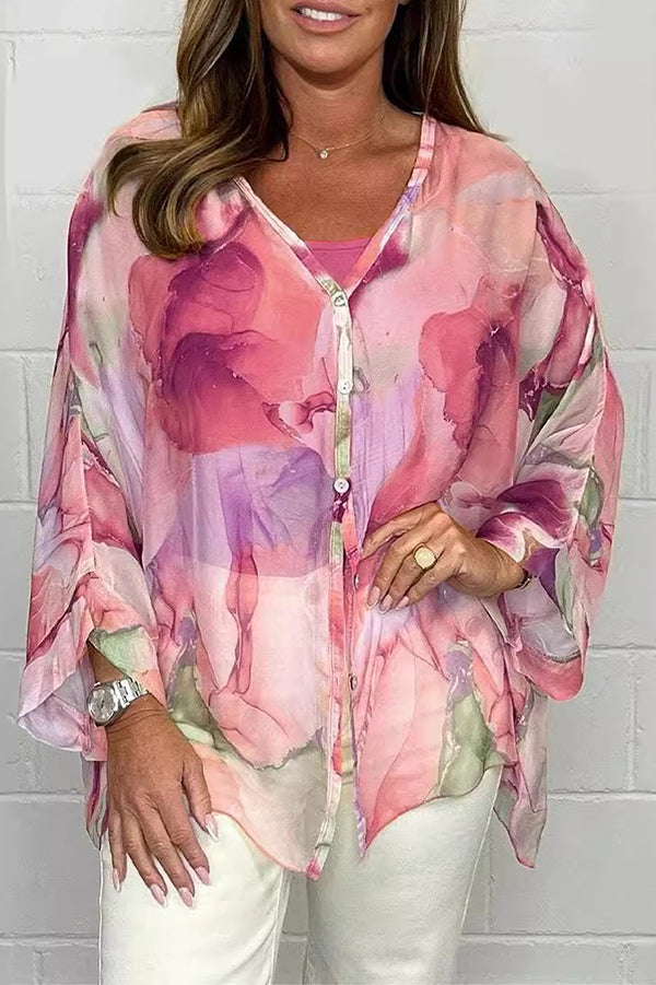 Zia - Loose stylish colourful long-sleeve blouse