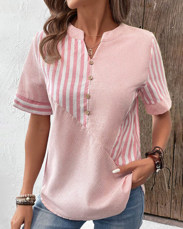 Eunice - Chic striped short-sleeve blouse